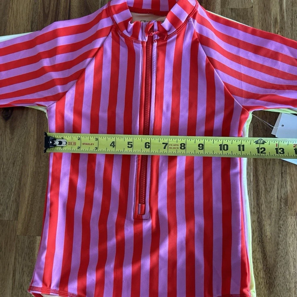 J Crew Crewcuts Girls Zip-Up Rash Guard UPF 50+ Swimsuits Size 8~LOT OF 2~ NWT